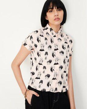 women printed regular fit shirt