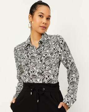 women printed regular fit shirt