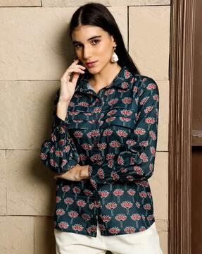 women printed regular fit shirt