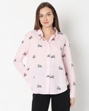 women printed regular fit shirt