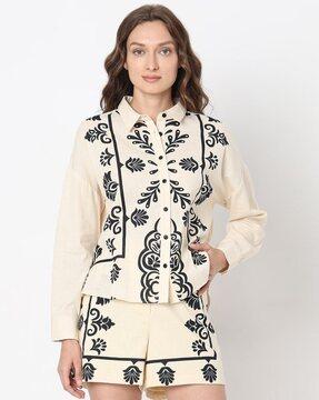 women printed regular fit shirt