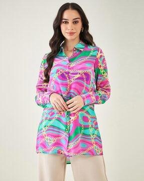 women printed regular fit shirt