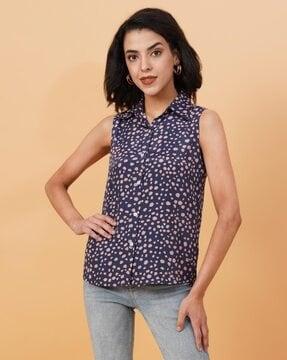 women printed regular fit shirt