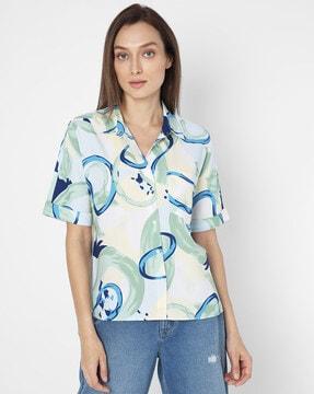 women printed regular fit shirt