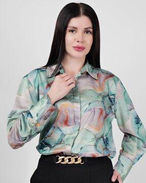 women printed regular fit shirt