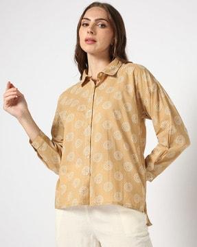 women printed regular fit shirt