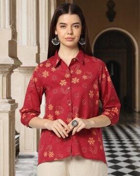 women printed regular fit shirt