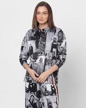 women printed regular fit sweatshirt with full sleeves