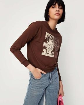 women printed regular fit sweatshirt