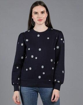 women printed regular fit sweatshirt
