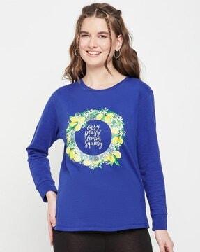 women printed regular fit sweatshirt