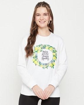 women printed regular fit sweatshirt