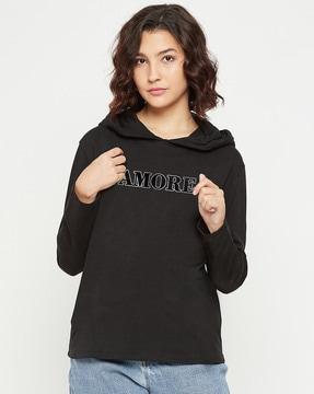 women printed regular fit sweatshirt