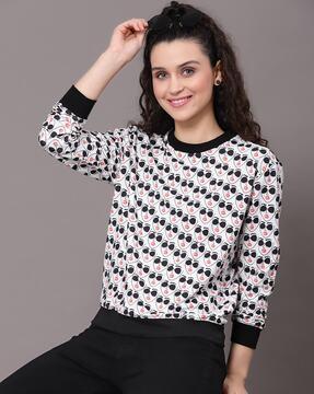 women printed regular fit sweatshirt