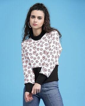 women printed regular fit sweatshirt