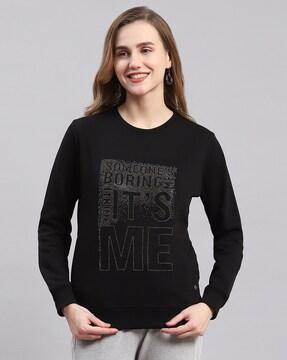 women printed regular fit sweatshirt