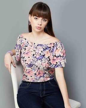 women printed regular fit top