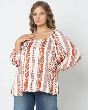 women printed regular fit top