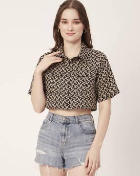 women printed regular fit top