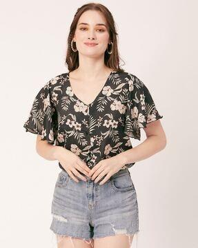 women printed regular fit top