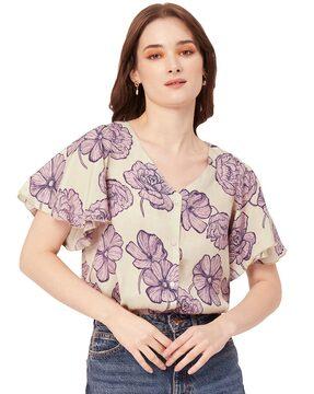 women printed regular fit top