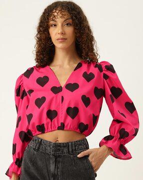 women printed regular fit top