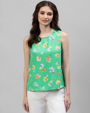 women printed regular fit top