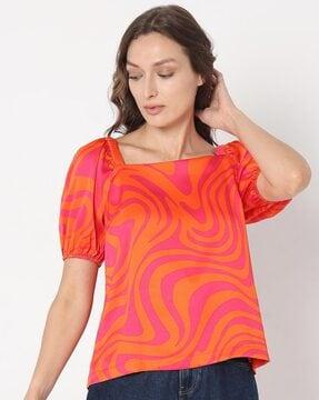 women printed regular fit top