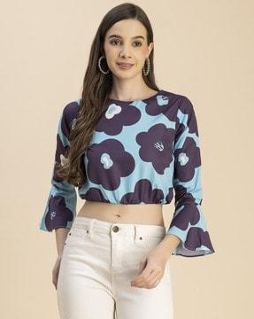 women printed regular fit top