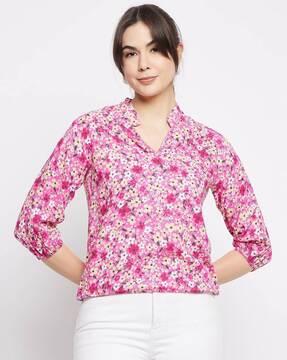 women printed regular fit top