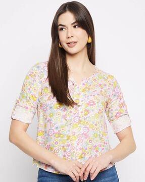 women printed regular fit top