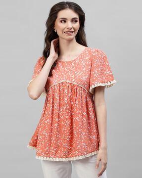 women printed regular fit top