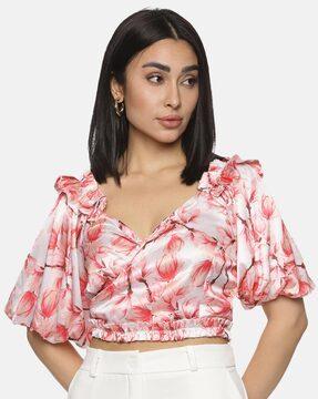 women printed regular fit top