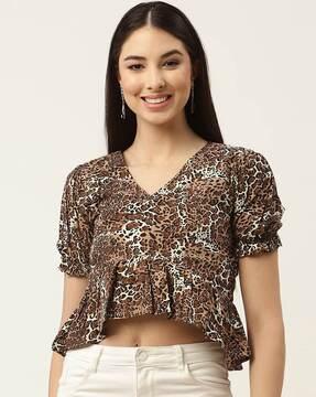 women printed regular fit top