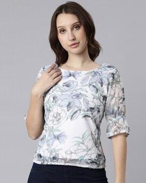 women printed regular fit top