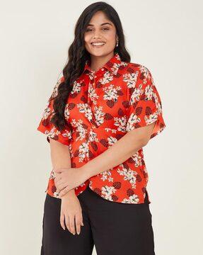 women printed regular fit top