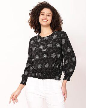 women printed regular fit top