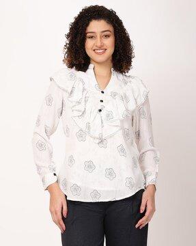 women printed regular fit top