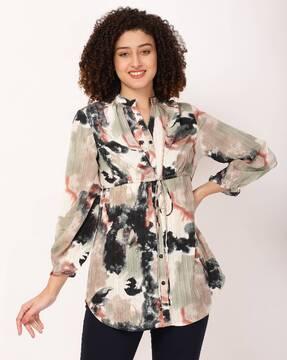 women printed regular fit top