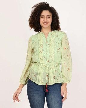 women printed regular fit top