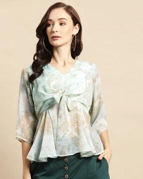 women printed regular fit top