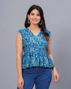 women printed regular fit top