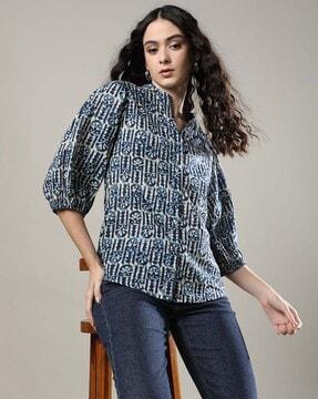 women printed regular fit tunic