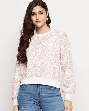 women printed relaxed fit crew-neck sweatshirt