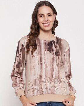 women printed relaxed fit crew-neck sweatshirt