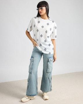 women printed relaxed fit crew-neck t-shirt