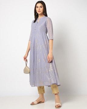 women printed relaxed fit flared kurta