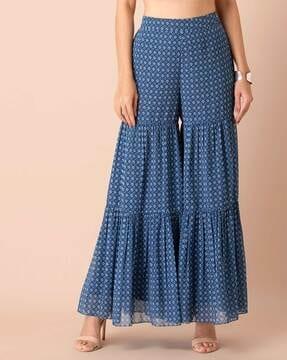 women printed relaxed fit flat-front sharara