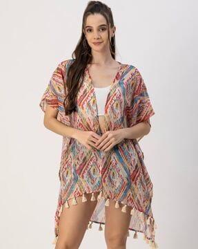 women printed relaxed fit front-open shrug