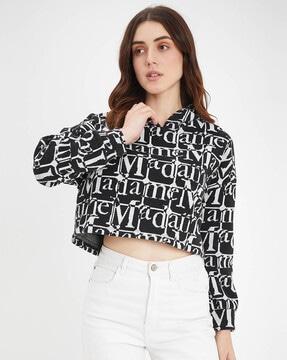 women printed relaxed fit hoodie